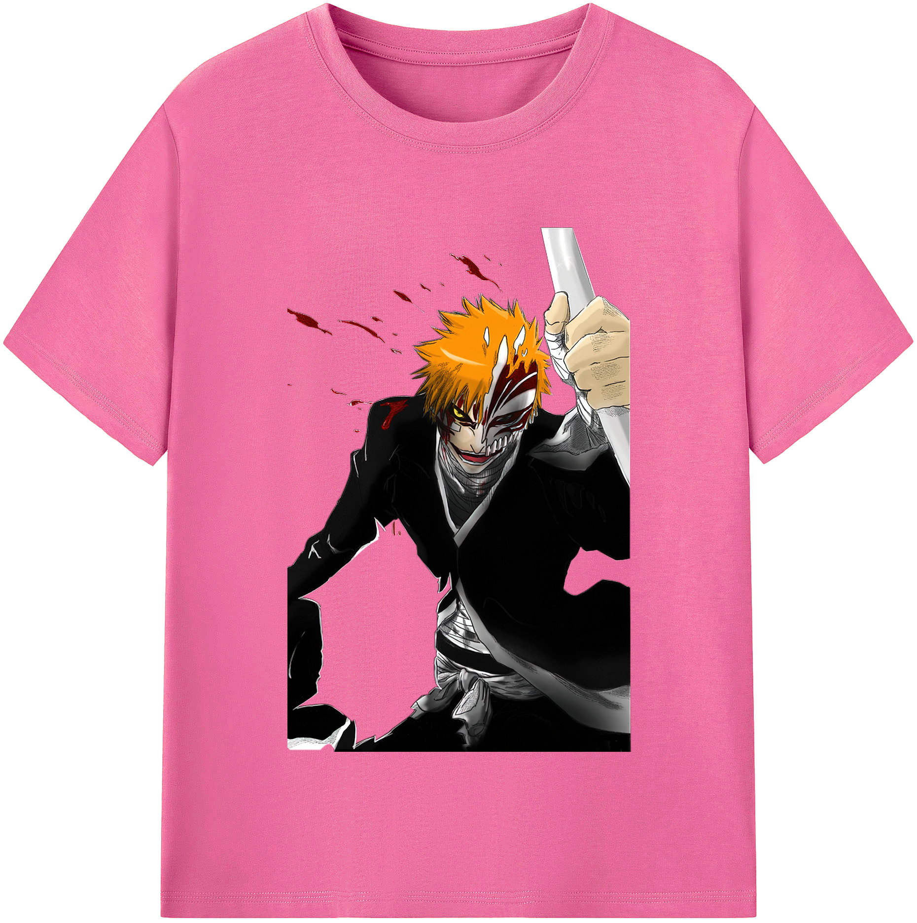 （画像用） ブリーチ 黒崎一護（くろさき いちご）BLEACH Kurosaki Ichigo レディースカジュアルプリントTシャツ（綿100％）